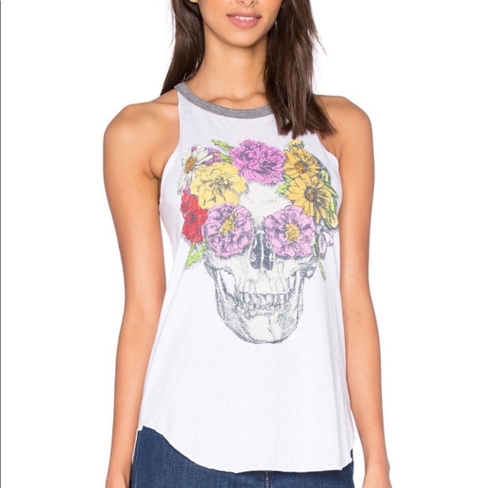 Chaser Flower Crown Skull Tank Top